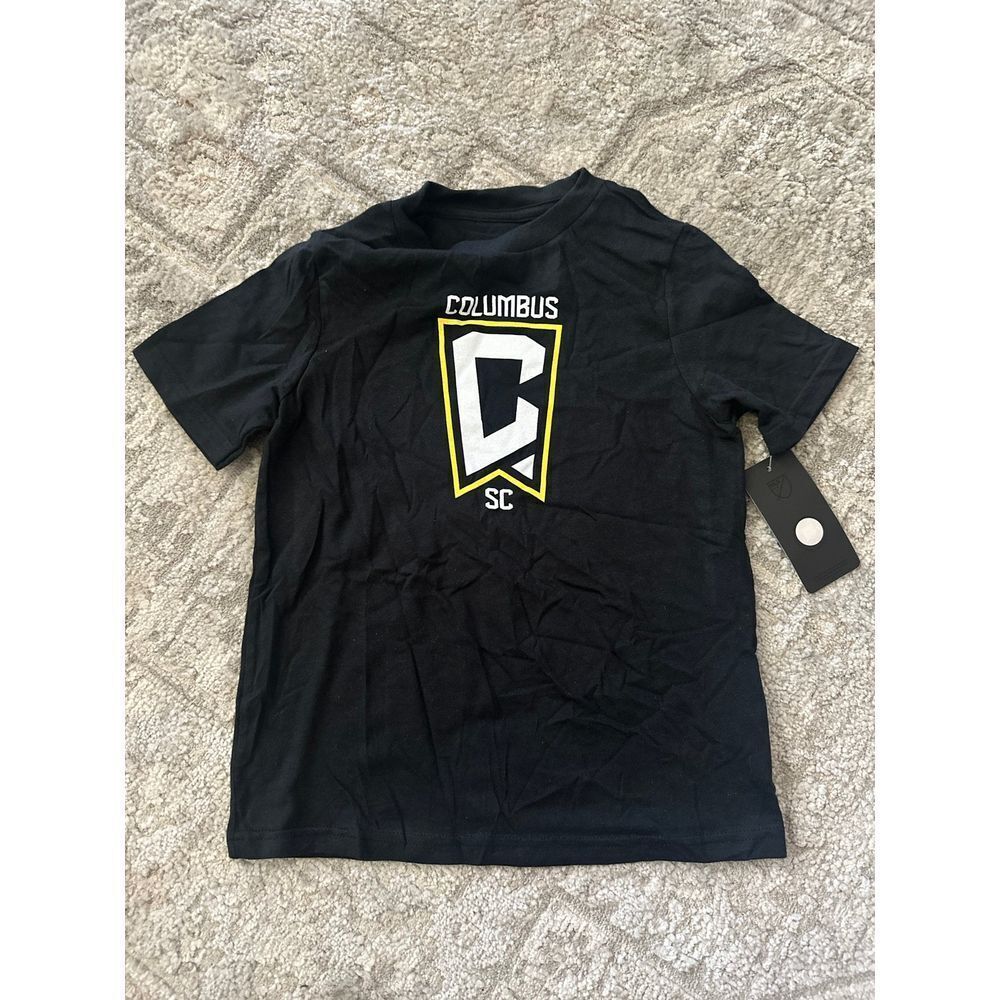 Columbus SC Soccer kids Black t shirt NWT 5/6 Athletic Sporty‎